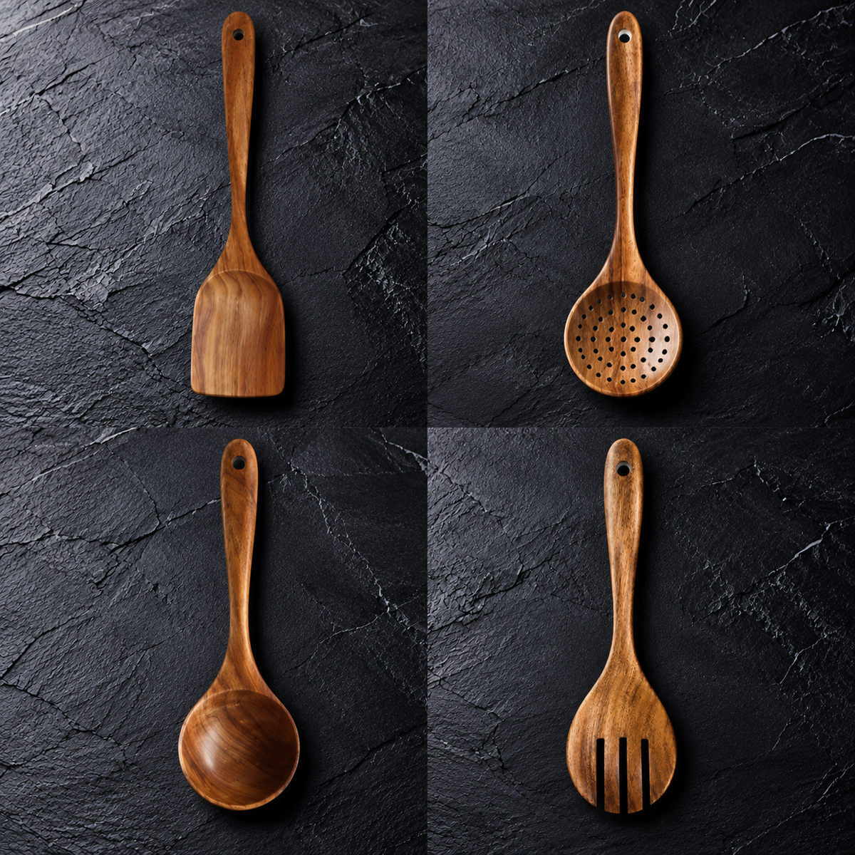 4-Piece Teak Wood Cooking Utensil Set